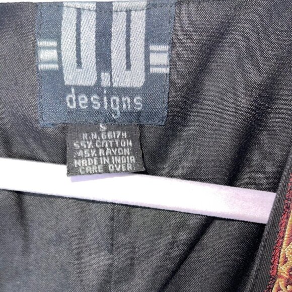 D D Designs Vintage Womens Vest Size Small Black Multi Tapestry Metallic Ribbon - Picture 4 of 12